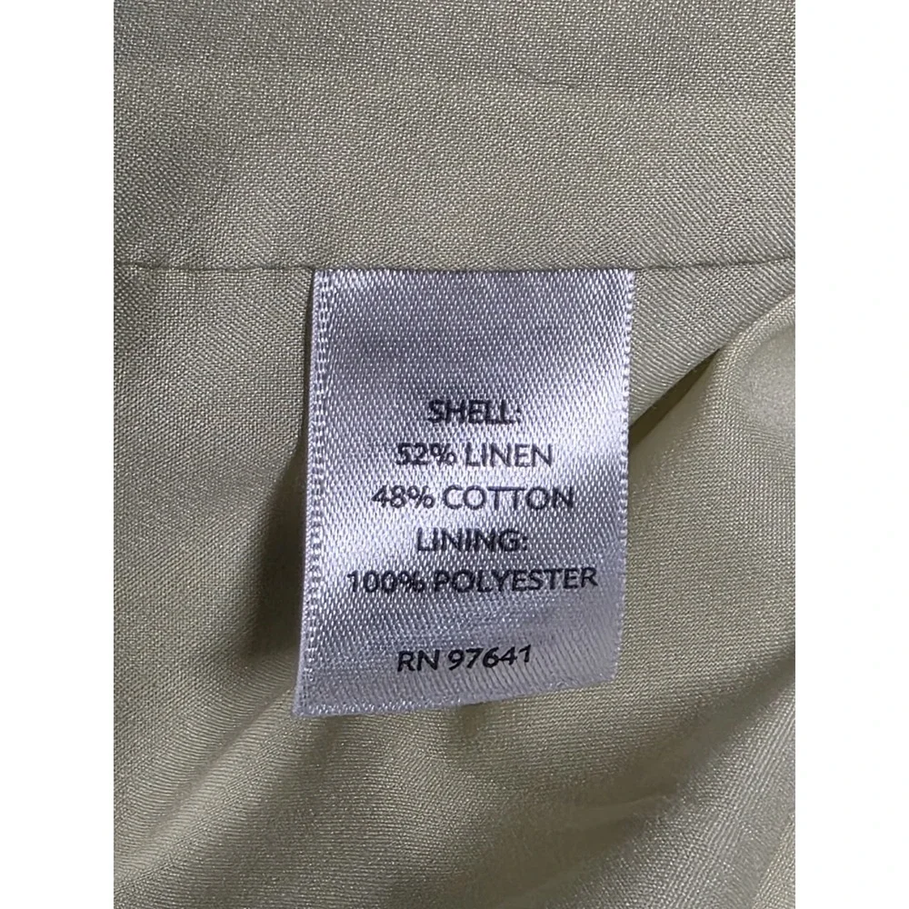J. Jill Womens Medium Petite Lt. Green Lined Linen‎ Cotton Trench Long Coat